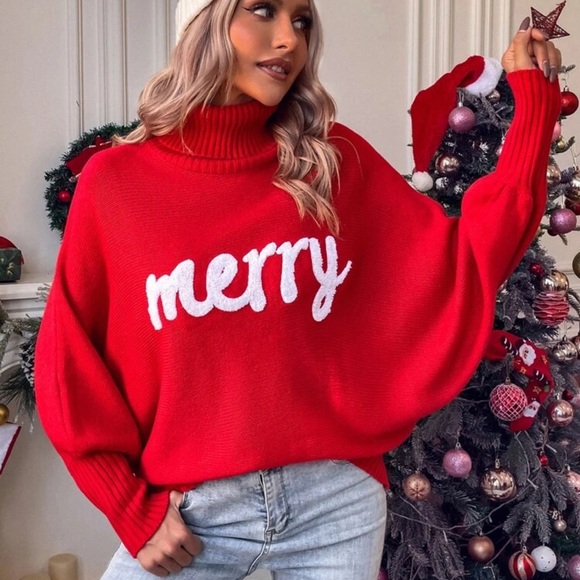 Christmas Red Turtleneck Sweater - Picture 6 of 7